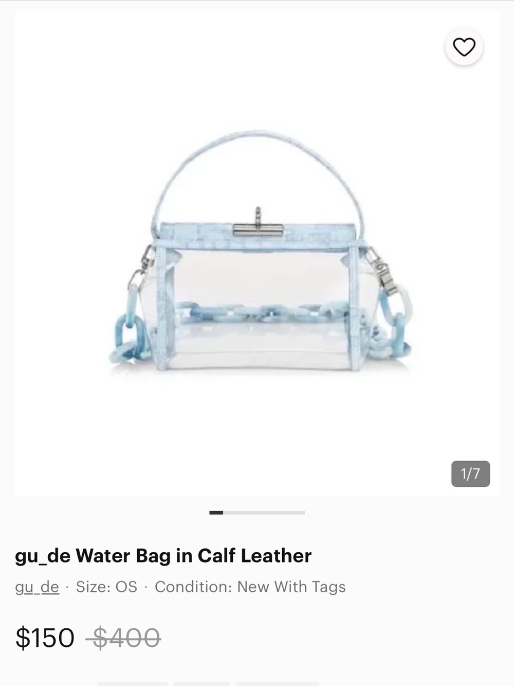Light Blue Clear  Top-Handle Bag with Chain Strap